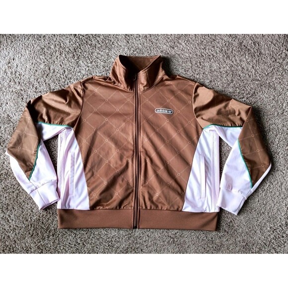 adidas Jackets & Blazers - Adidas Originals  Retro Luxury Track Jacket Women's 1X Brown Pink Monogram Print